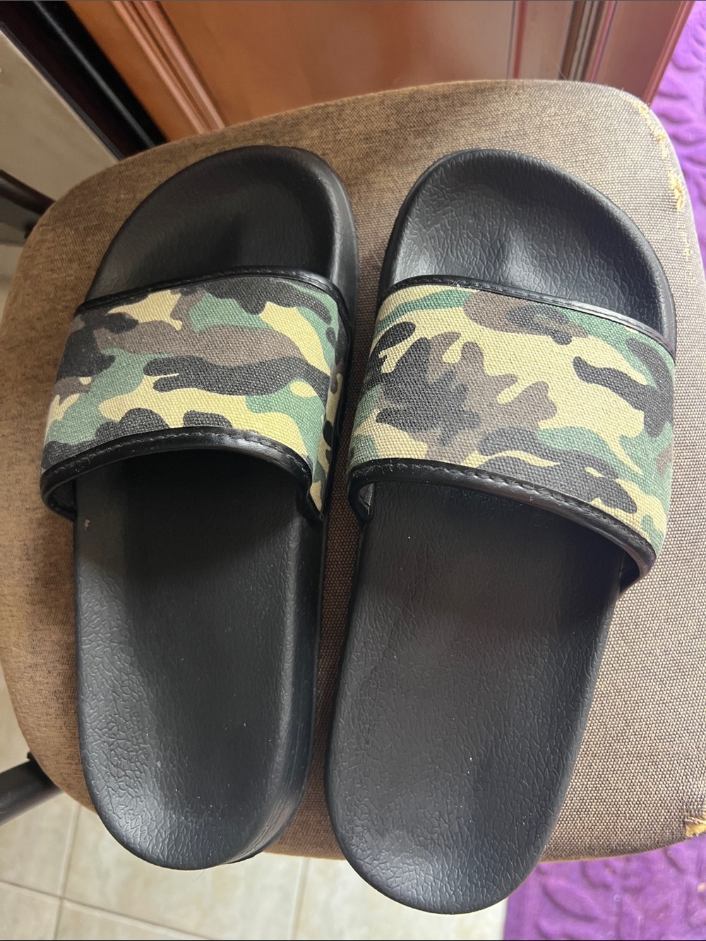 Women’s Camo Slide Sandals - Black/Green